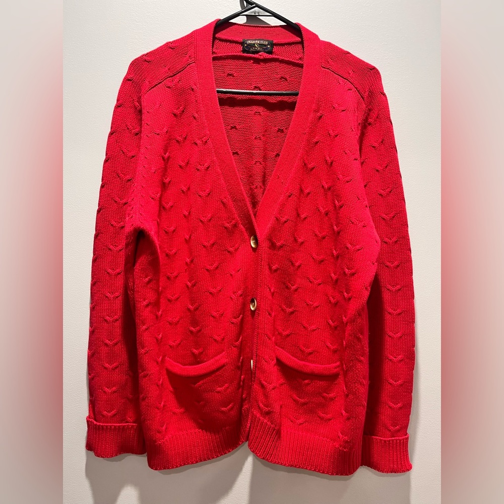 Women's Red Vintage Charter Club, Large Size Button Cardigan.100% Cotton